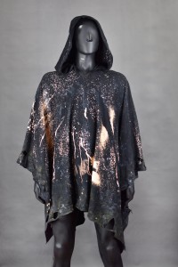 Hooded bleached poncho