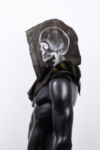 Leather hood with skull