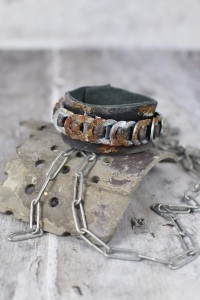 Flame Biker: Industrial rusty bracelet